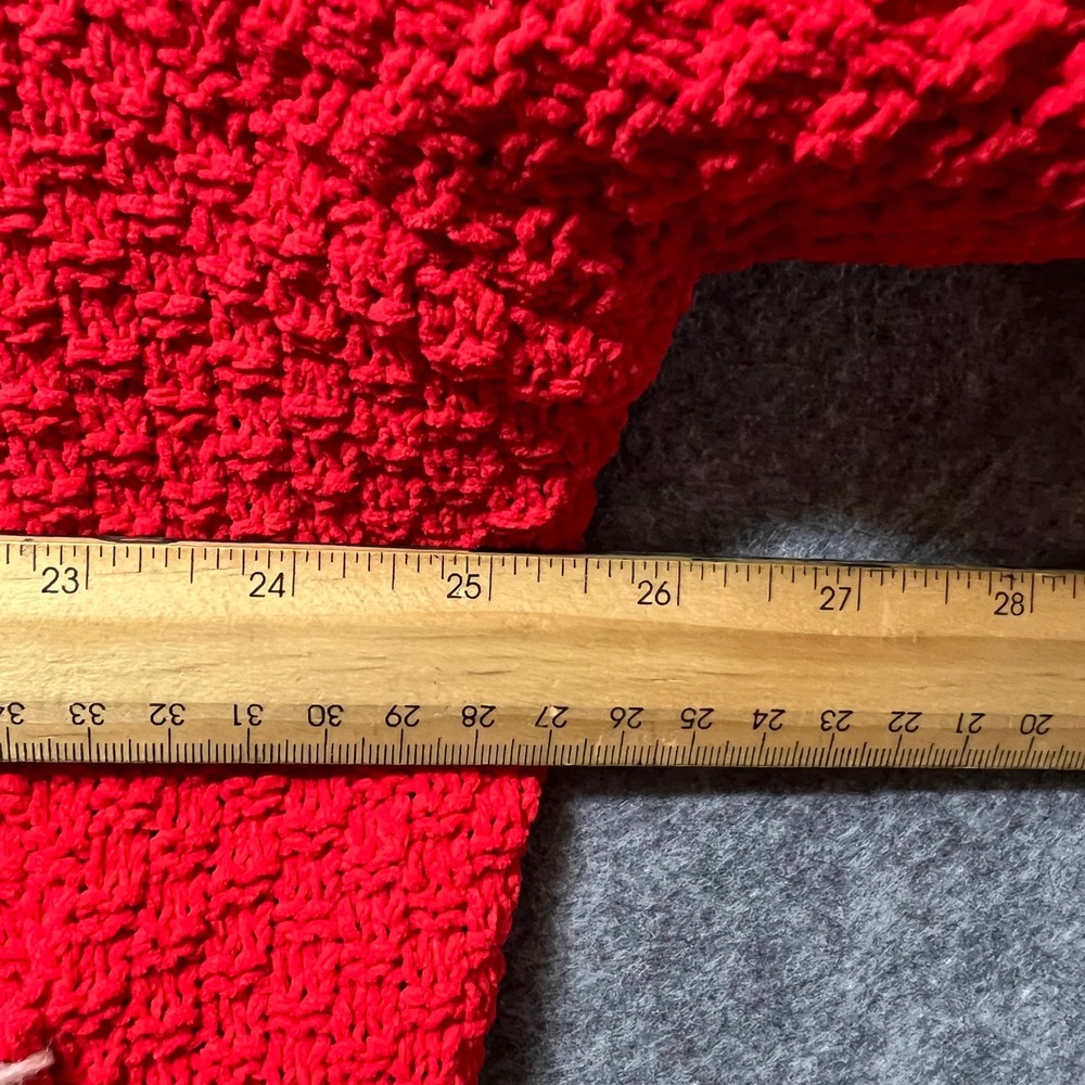 POL Red Cable Knit Cardigan M Oversized Chunky Button Front Boho Sweater - Picture 7 of 9